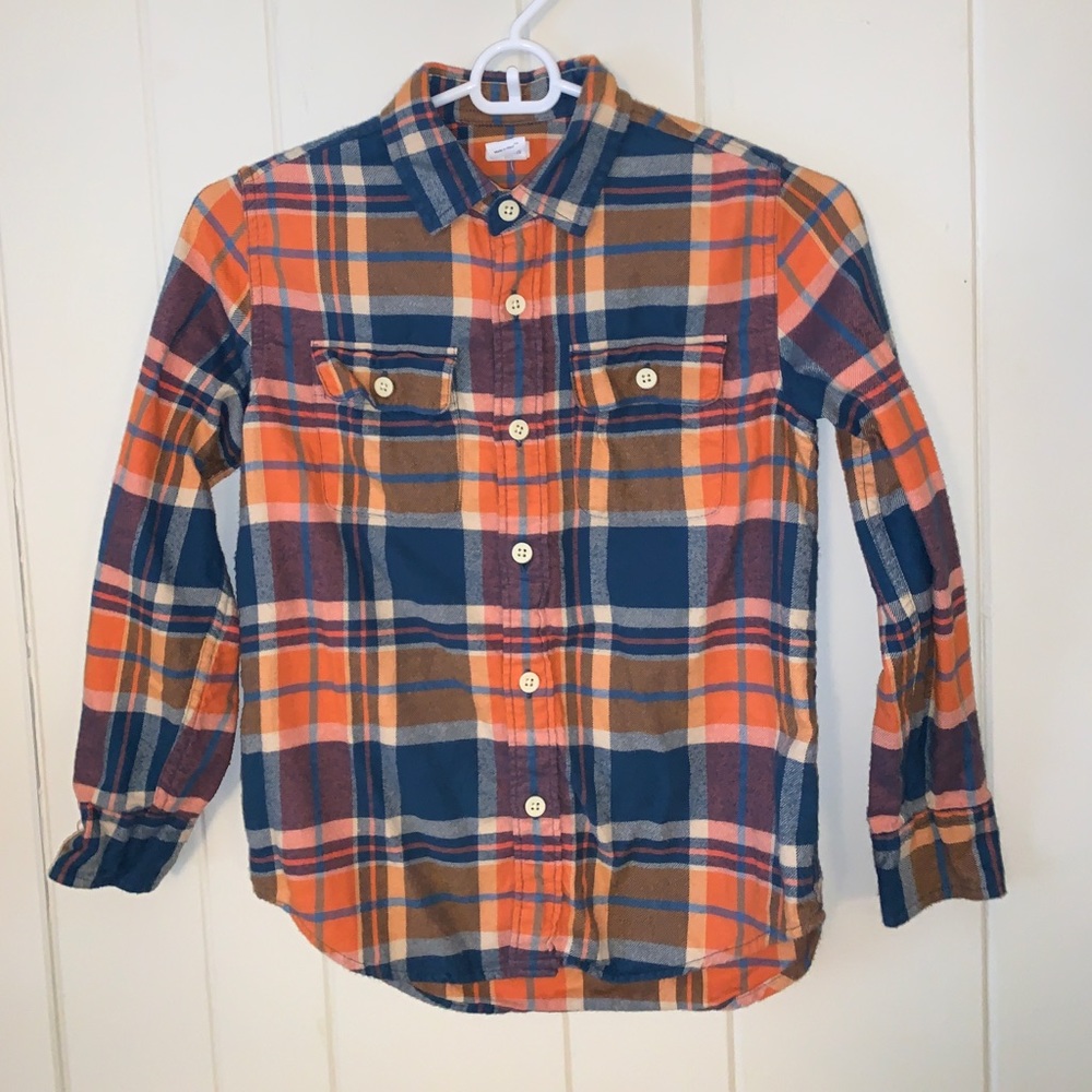 Navy and orange boys flannel
